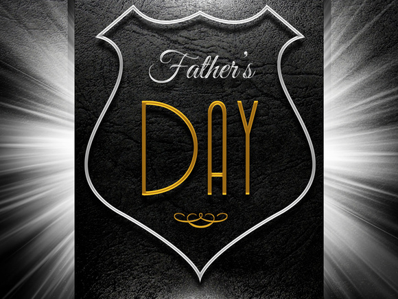 Father's day sign on black leather